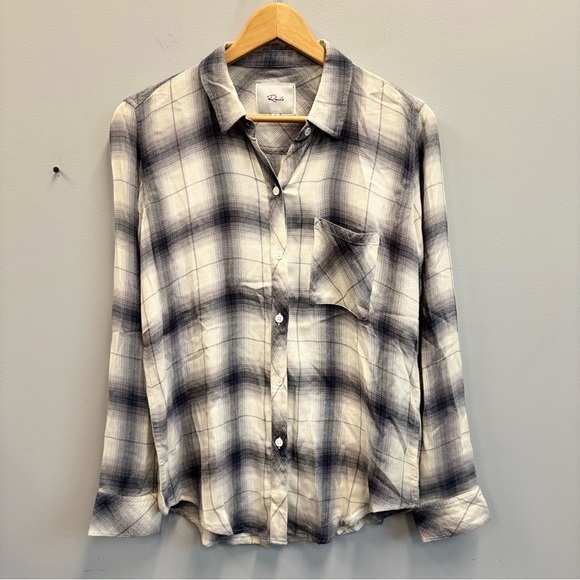 Rails Hunter Flannel Small White Gray Purple plaid - Picture 1 of 12